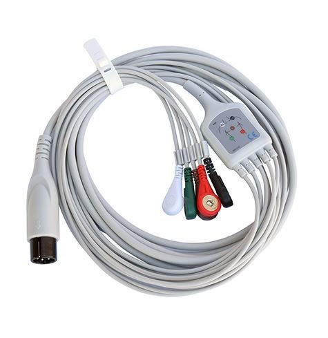 🔌 Cable ECG 3 / 5 Derivaciones AAMI 6 Pines Compatible – Monitor Multiparámetro (MMP) - Delcantomedical