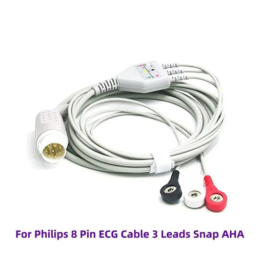 Cable ECG 8 Pines Compatible con Monitores Philips – 3 o 5 Derivaciones AHA - Delcantomedical