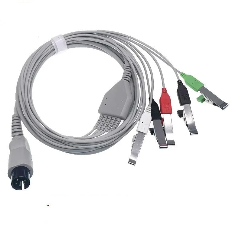 Cable ECG de 6 Pines para Monitor de Paciente – 3 o 5 Derivaciones – Compatible con Mindray, Edan y Biolight - Delcantomedical