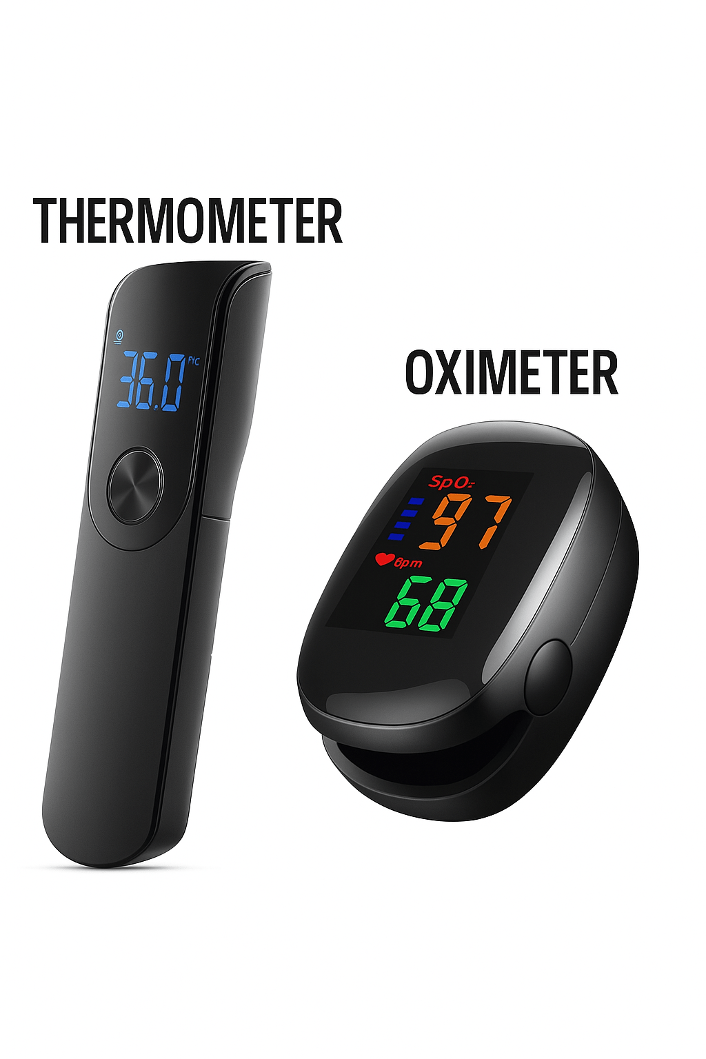 Kit de Monitoreo: Termómetro Infrarrojo y Mini Oxímetro - Delcantomedical