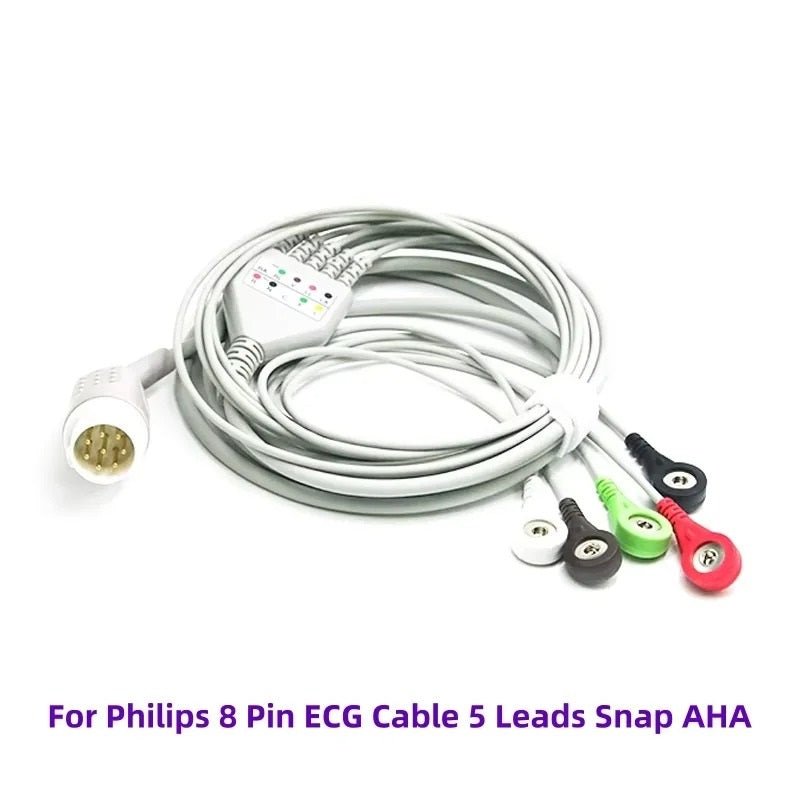 Cable ECG 8 Pines Compatible con Monitores Philips – 3 o 5 Derivaciones AHA - Delcantomedical