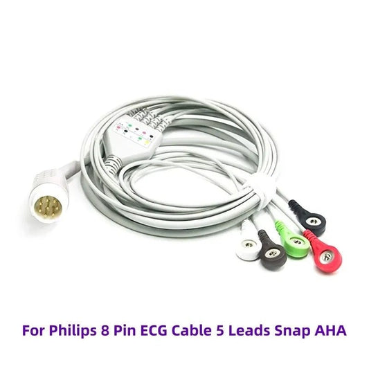 Cable ECG 8 Pines Compatible con Monitores Philips – 3 o 5 Derivaciones AHA - Delcantomedical