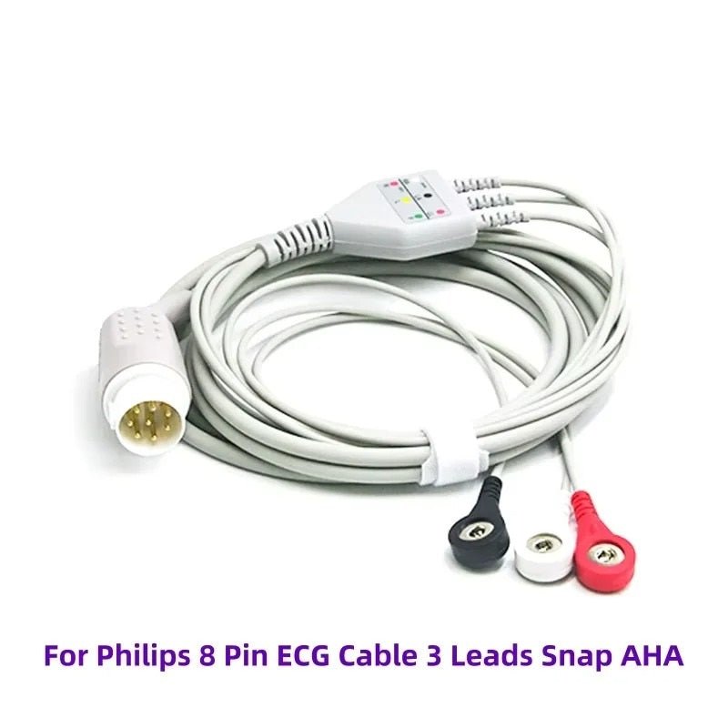 Cable ECG 8 Pines Compatible con Monitores Philips – 3 o 5 Derivaciones AHA - Delcantomedical