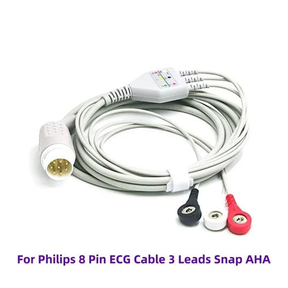 Cable ECG 8 Pines Compatible con Monitores Philips – 3 o 5 Derivaciones AHA - Delcantomedical