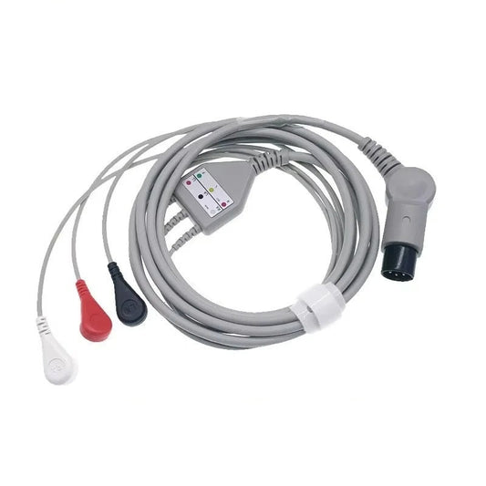 Cable ECG de 6 Pines para Monitor de Paciente – 3 o 5 Derivaciones – Compatible con Mindray, Edan y Biolight - Delcantomedical