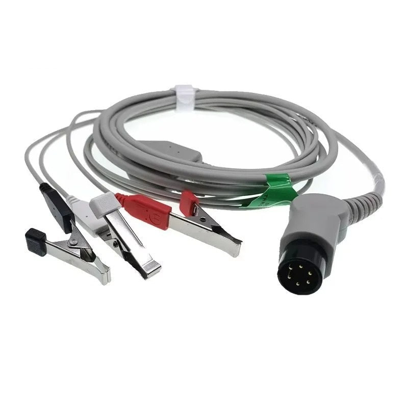Cable ECG de 6 Pines para Monitor de Paciente – 3 o 5 Derivaciones – Compatible con Mindray, Edan y Biolight - Delcantomedical