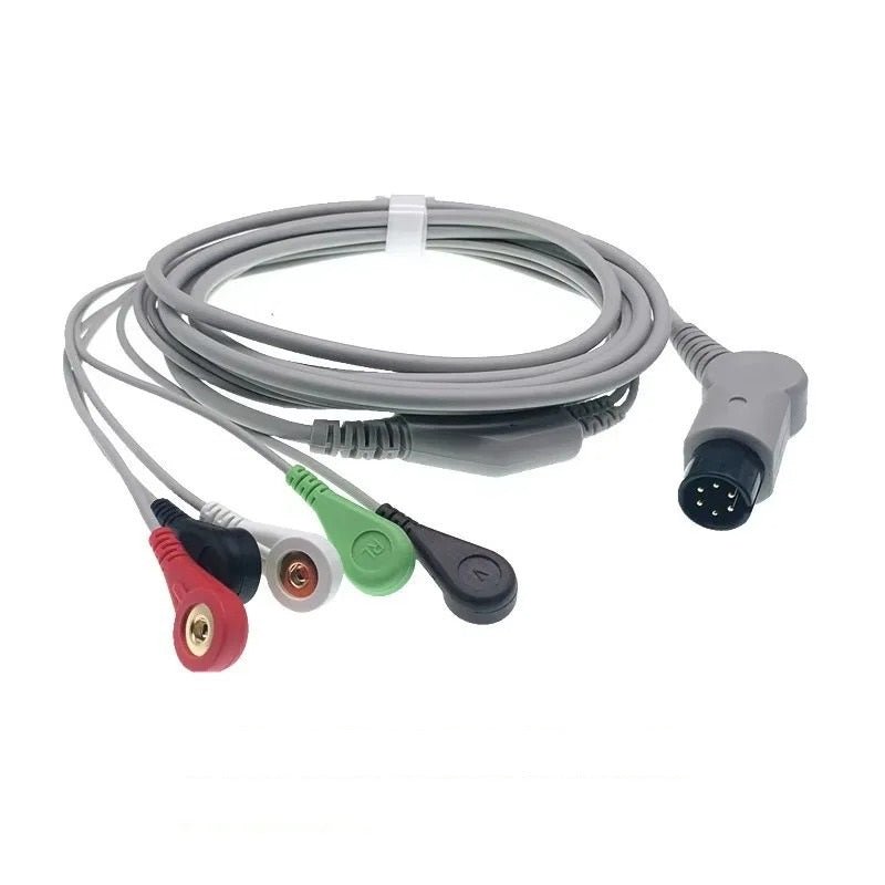 Cable ECG de 6 Pines para Monitor de Paciente – 3 o 5 Derivaciones – Compatible con Mindray, Edan y Biolight - Delcantomedical
