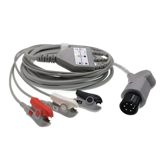 Cable ECG de 6 Pines para Monitor de Paciente – 3 o 5 Derivaciones – Compatible con Mindray, Edan y Biolight - Delcantomedical