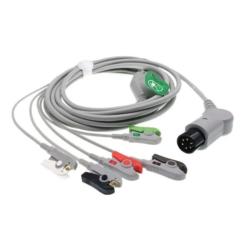 Cable ECG de 6 Pines para Monitor de Paciente – 3 o 5 Derivaciones – Compatible con Mindray, Edan y Biolight - Delcantomedical