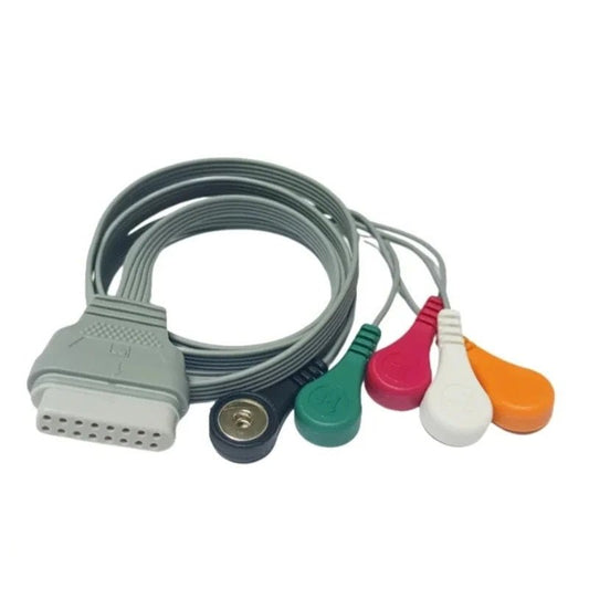 Cable ECG Holter 16 Pines para Grabador Edan – 5/7 Conductores – Snap 4.0 AHA - Delcantomedical