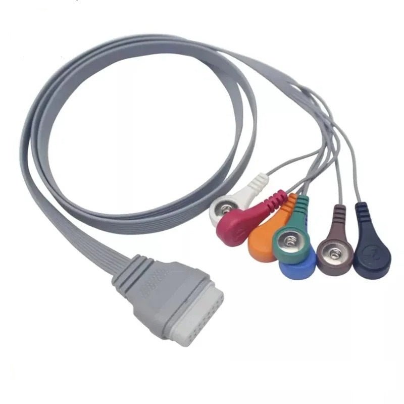 Cable ECG Holter 16 Pines para Grabador Edan – 5/7 Conductores – Snap 4.0 AHA - Delcantomedical
