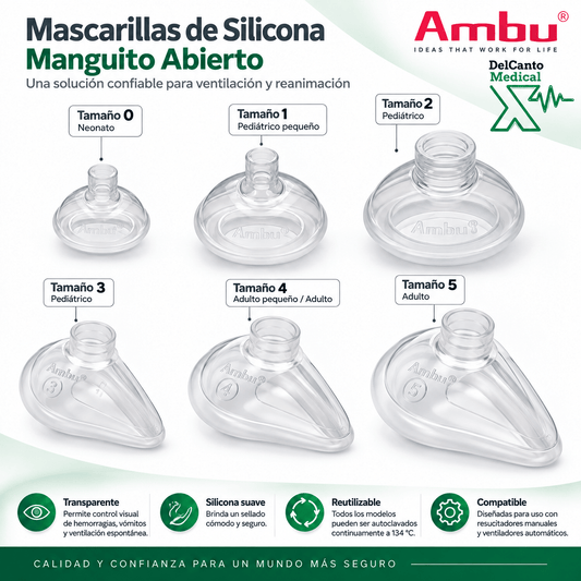 Mascarilla de Silicona Ambu® Manguito Abierto - Delcantomedical