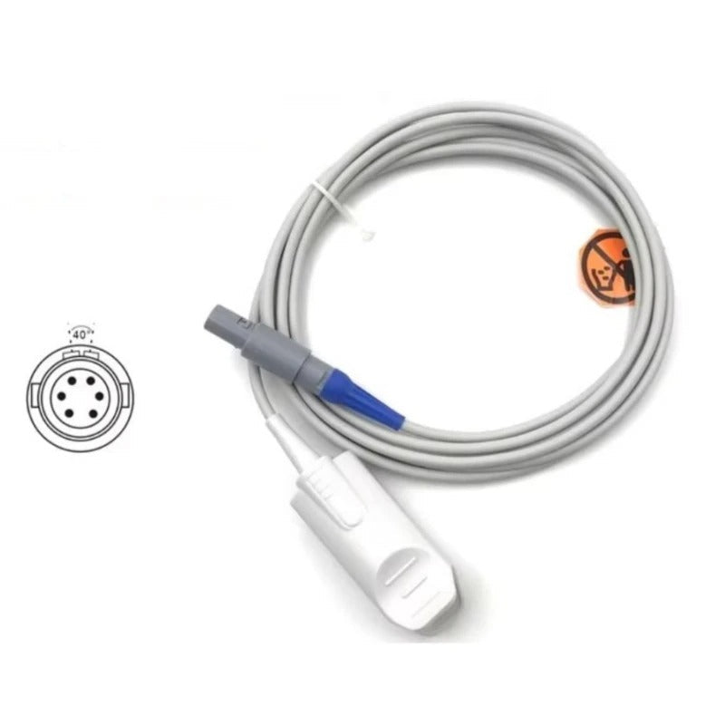 Sensor SpO₂ Reutilizable Adulto Compatible Mindray / Edan / Datascope – 6 Pines, 3 m - Delcantomedical